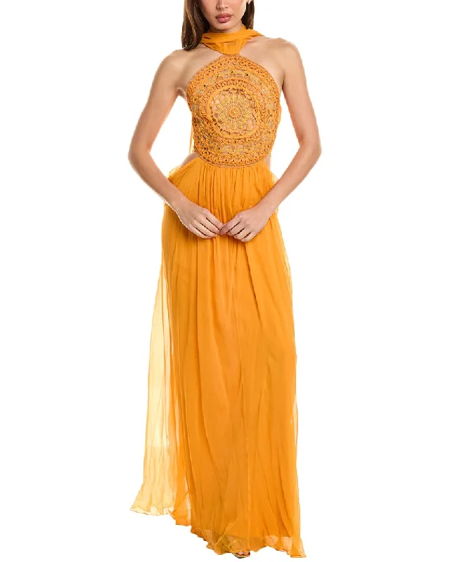 Seasonal Picks Alberta Ferretti Silk Chiffon Gown Romantic Detailing