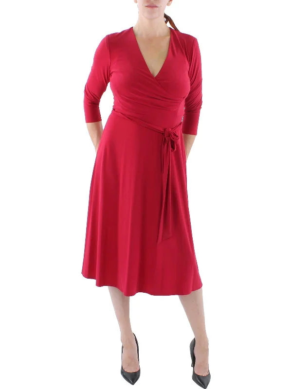 New Arrivals Womens Surplice Calf Midi Dress Casual Chic