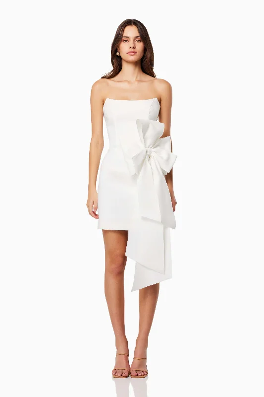 Ends Soon Phaedra 3D Bow Mini Dress In White Chic Allure