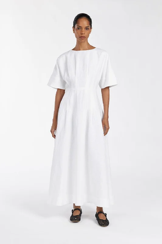 Flash Sale RAF OFF WHITE BOATNECK MIDI DRESS Disco - Inspired Retro Dance Look