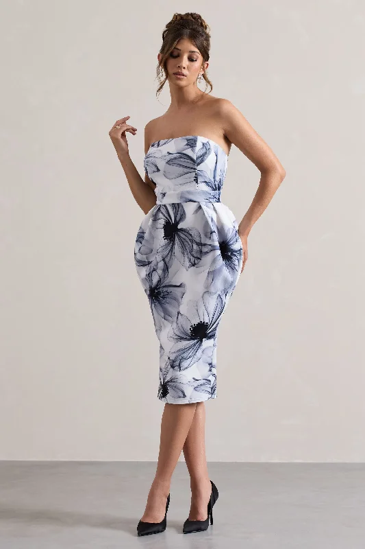 New Season Fashion Preview Chateau | Mono Print Bandeau Midi Dress Sleek Design