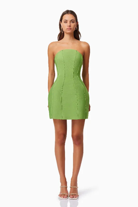 Exclusive Designer Style Deals Rose Strapless Mini Dress In Green Statement Piece