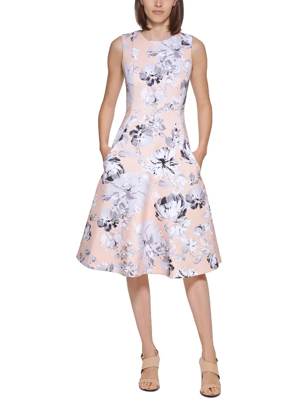 Limited Time Offer Petites Womens Floral Sleeveless Midi Dress Timeless Elegant