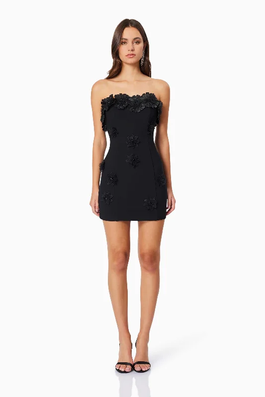 Urban Style Promotions Charlotte Strapless Mini Dress in Black Vintage Look