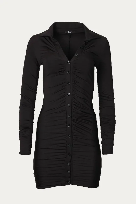 Fashionista Favorites Ruched Jersey Shirt Dress In Black Effortless Sophistication