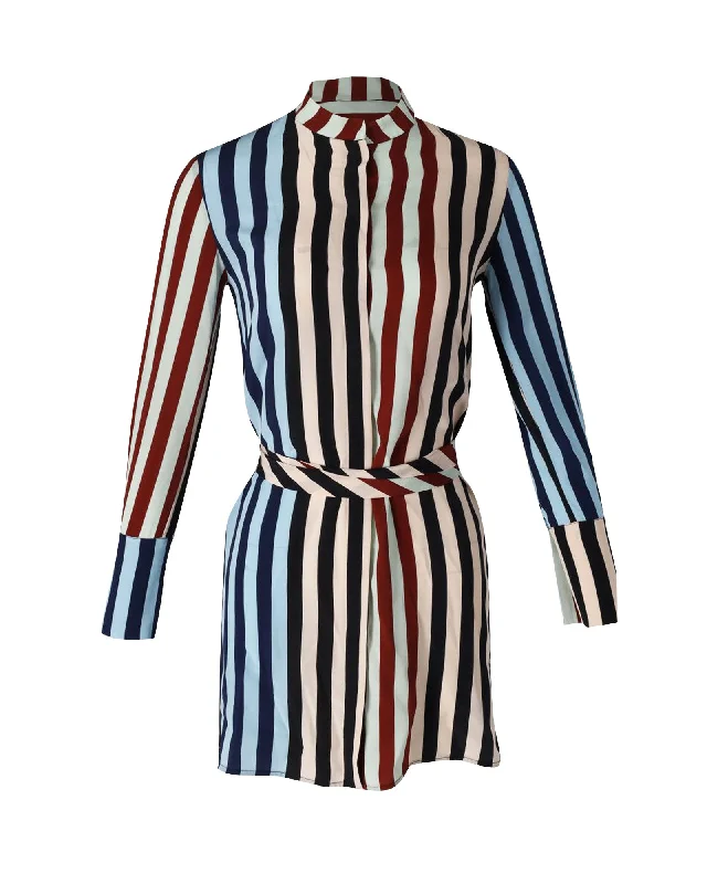 Step Ahead, Lead The Trend Diane von Furstenberg Striped Shirt Dress in Multicolor Silk Ethnic Cultural Event Wear