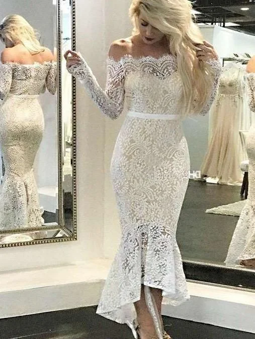 Additional Time-Limited Offers Sexy Lace Off shoulder Long sleeve Bodycon Evening prom Dresses   cg11659 Seasonal Trend