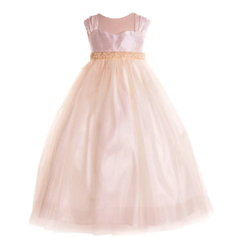 Limited Stock Little Girls Ivory Raw Silk Tulle Junior Bridesmaid Dress 8-12 Urban Sophistication