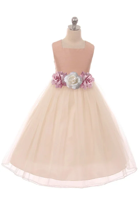 Timeless Elegance Sale Big Girls Vintage Rose Satin Tulle Junior Bridesmaid Dress 8-12 Boho Chic