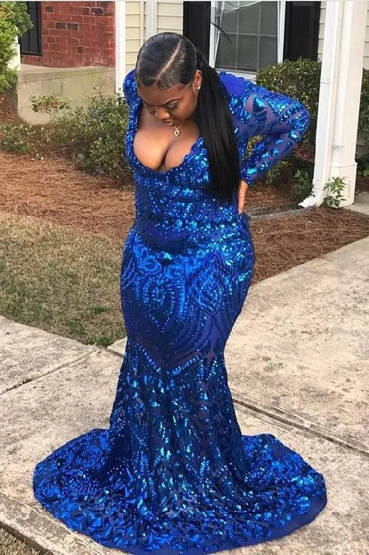 Crazy Discounts, Hurry Up Long Sleeve Mermaid Plus Size Sequined Prom Dress      cg24241 Limited - Stock