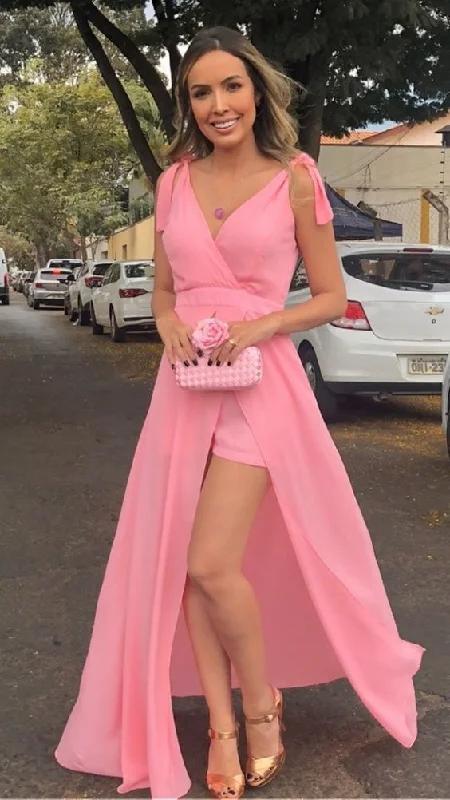 Unbeatable Prices Sleeveless Floor-Length Split-Front A-Line Pink Prom Dress cg1780 Seasonal Trend