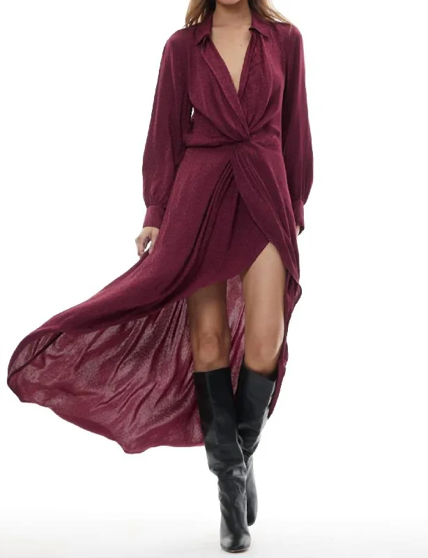 Budget-Friendly Fashion Siren Shirt Dress In Dark Cherry Feminine Grace