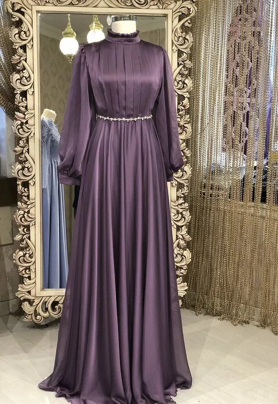 Massive Selection Sale Chiffon long sleeves high neck Muslim fashion prom dress     cg20208 Bold Silhouette