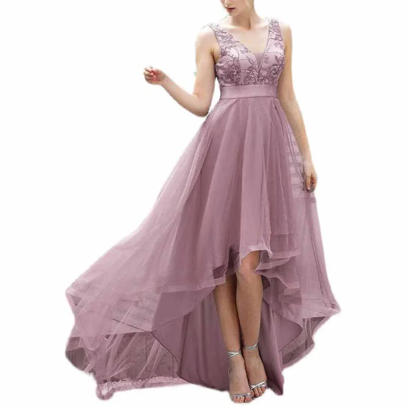 The Latest Fashion Trends Women A Line Bridesmaid Dress High-Low Sequin Wedding Guest Dress Tutu Gowns Polished Finish