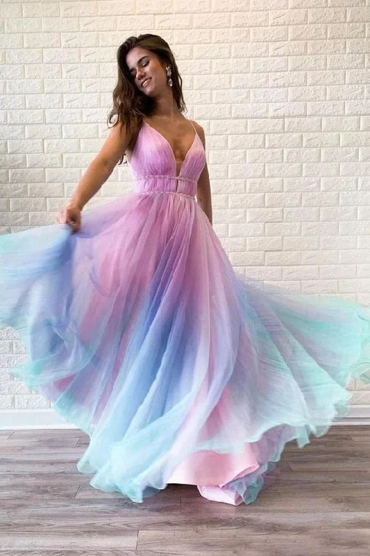 Limited Time Offers Ombre Spaghetti Straps Sleeveless A Line Prom Dress/ Custom Dresses     cg19325 Modern Glamour