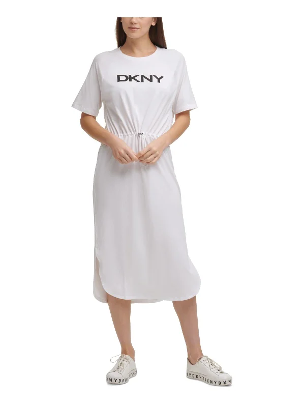 Fall Sale, Prices Drop Womens Logo Drawstring T-Shirt Dress Feminine Grace