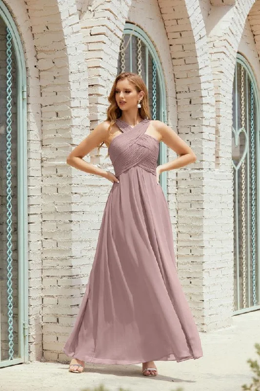 Fashion Frontiers Halter Bridesmaid Dresses Formal Cocktail Prom Gown 28015 Casual Elegance