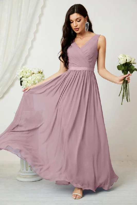 Statement Fashion Offers Women's Chiffon Long Bridesmaid Dresses A line Sleeveless Formal Prom Gown for Evening Party Homecoming Dresses 2808 Chic Allure