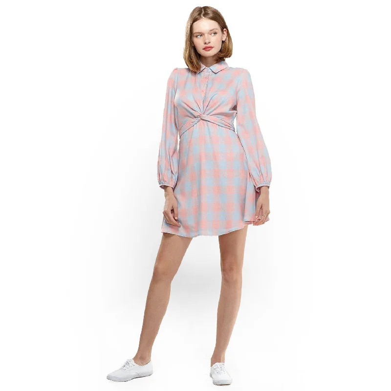 Everyday Elegance Sale Women's Button Up Shirt Dress in Bubble Gum Bold Silhouette