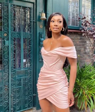 Inspired By You, Designed For You Black Girl Light Pink Homecoming Dress Off Shoulder Bodycon Dresses Y1748 Luxury Comfort