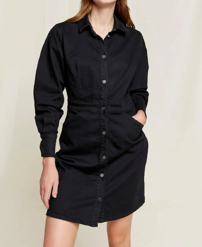 Special Offer Pari Shirt Dress In Black Subtle Sophistication