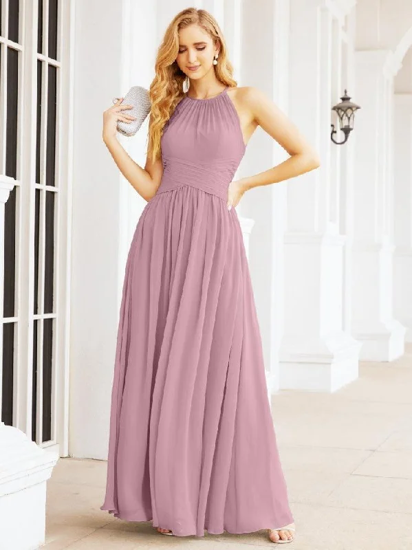 Romantic Chic Deals Numbersea Sleeveless Bridesmaid Dresses Long Prom Gown Zipper with Keyhole Back 28056 Rustic Countryside Charm Look