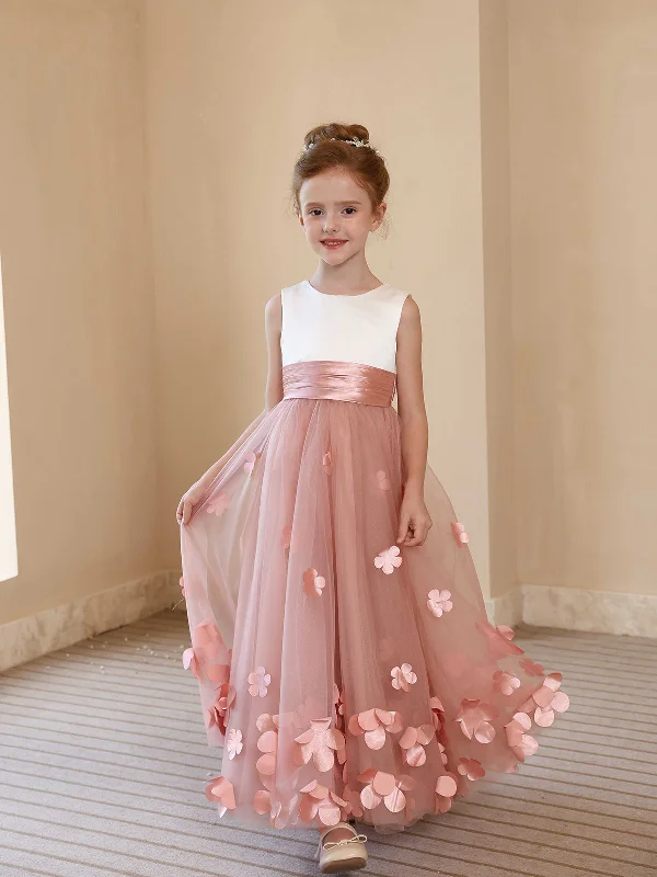 Save Big A-Line/Princess Crew Neck Sleeveless Flower Girl Dresses with Applique Luxury Style