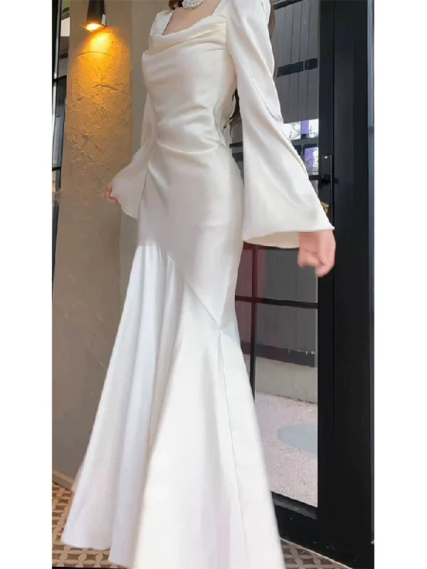 Fresh Fashion Discounts Vintage Sheath Strapless Ivory Long Sleeves Prom Dresses C2361 Nordic Minimalist Home Look