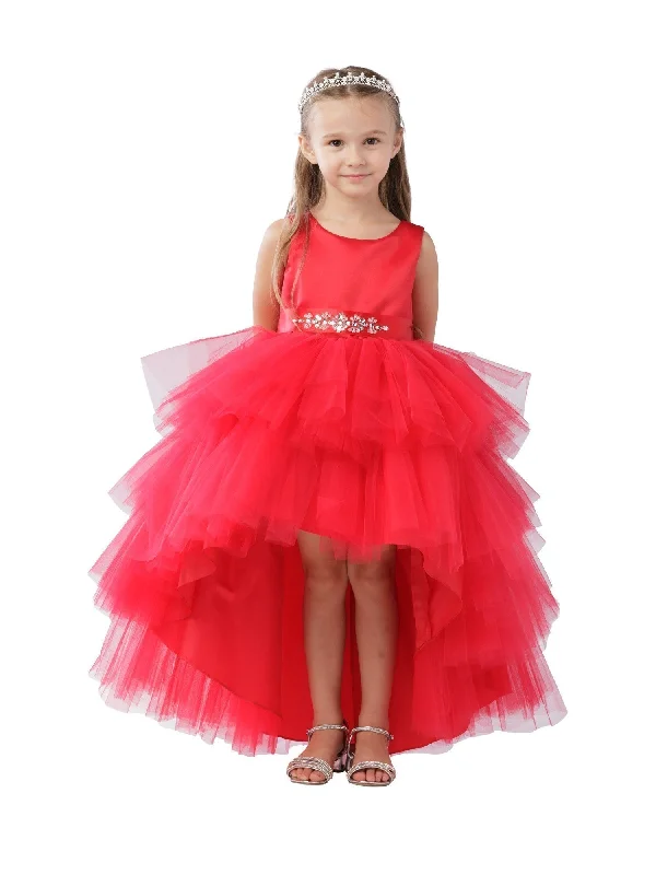 Exclusive Deals Online Big Girls Red Hi-Low Multi Level Ruffle Tutu Junior Bridesmaid Dress 8-12 Refined Simplicity