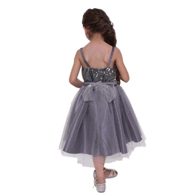 Vibrant Style Promotions Big Girls Grey Sequined Top Tulle Junior Bridesmaid Dress 8-12 Bohemian Vibe