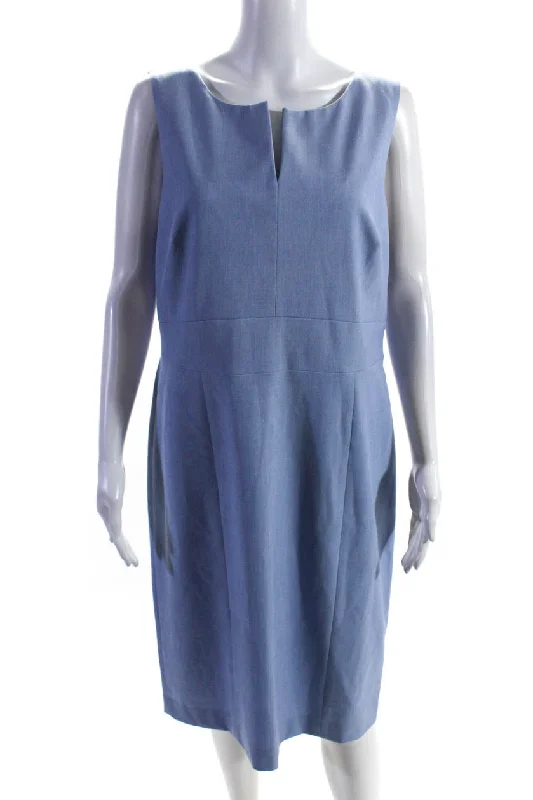 Street Chic Discounts Banana Republic Womens Y Neck Woven Sleeveless Sheath Dress Light Blue Refined Look