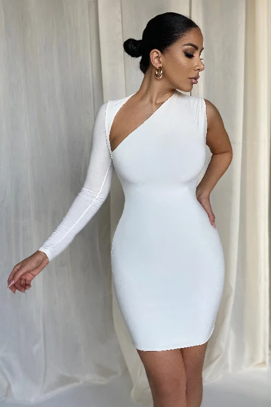 Limited Time Offers Siren | White One Shoulder Bodycon Mini Dress Nordic Minimalist Home Look