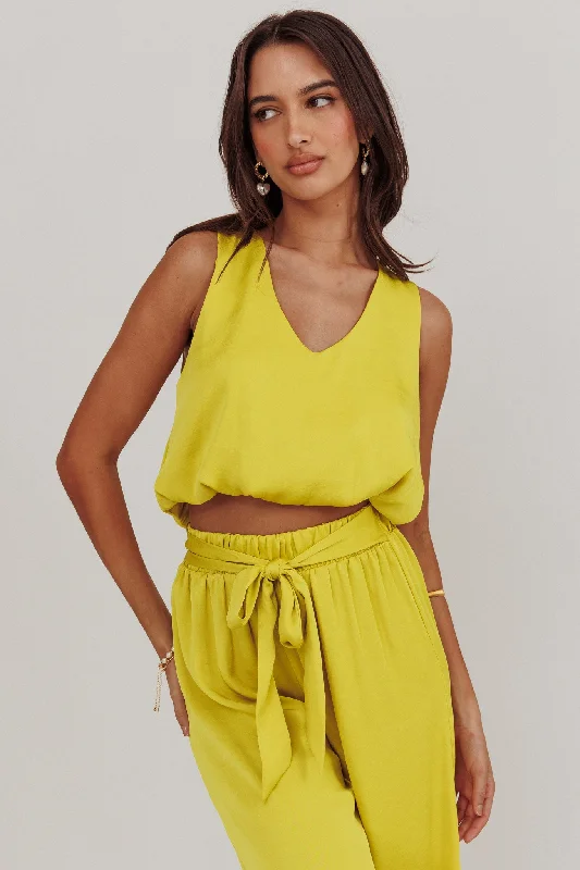 New Season Fashion Preview Mariposa Sleeveless Bubble Hem Top Chartreuse Modern Romance