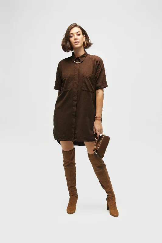 Seasonal Fashion PATCH POCKET SHIRT DRESS Contemporary Elegance