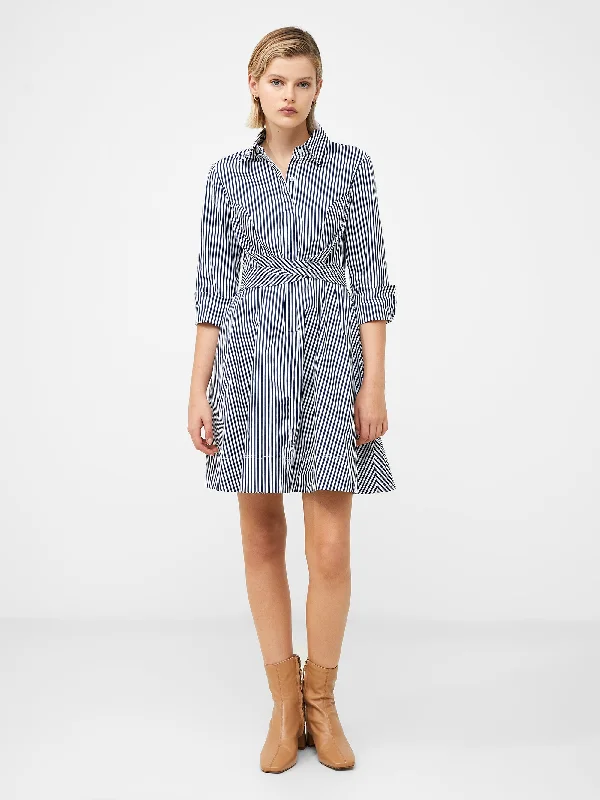 Seasonal Style Discounts Stripe Belted Mini Shirt Dress Flash Sale