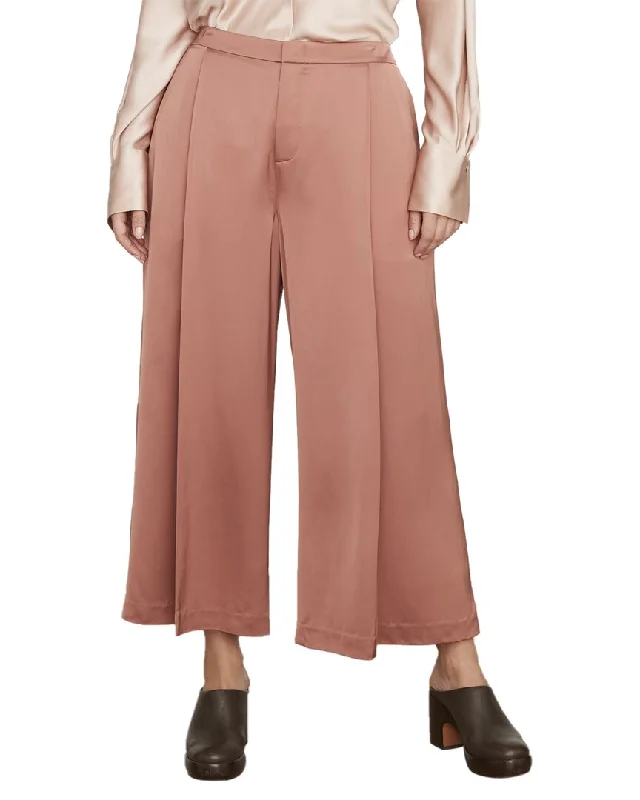 Chic Styles Vince Plus Satin Pleat Front Crop Wide Big Savings on Minimalist Office Styles