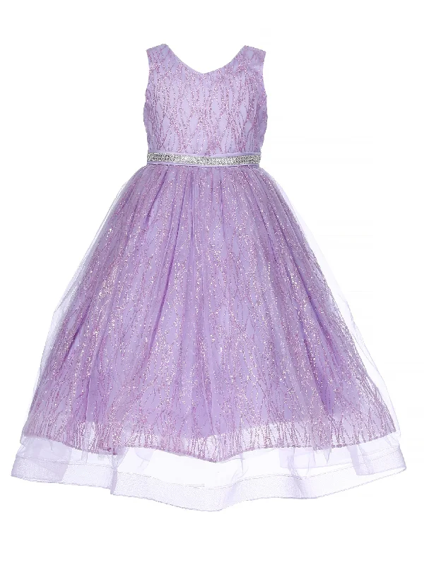 Flash Sale Fever Girls Lilac Glitter Tulle Sleeveless Junior Bridesmaid Dress 8-14 Romantic Detailing