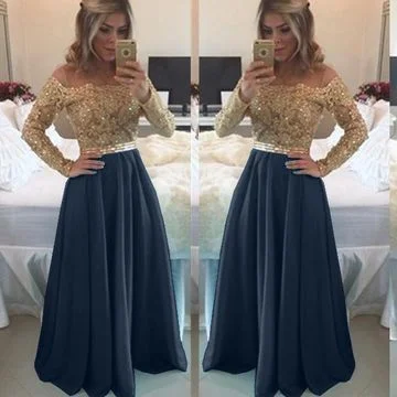 Flash Sale Starts Sexy Blue A-line Long Sleeves Zipper Beading Prom Dresses    cg11138 Coastal Beach - Inspired Style