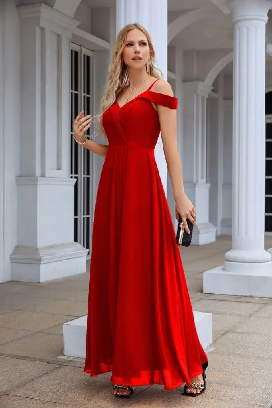 Modish Fashion Discounts Women's thin strap off the shoulder bridesmaid mopping the floor evening dress 28093 Seasonal Trend