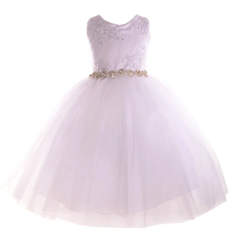 Fashionable Comfort Promotions Big Girls White Beaded Applique Junior Bridesmaid Dress 8-12 Exquisite Craftsmanship