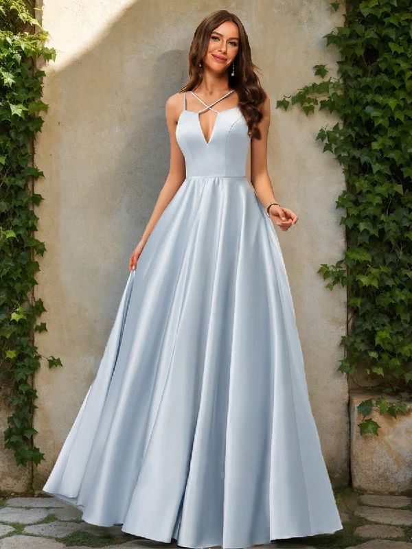 Exclusive Sale A-Line/Princess V-Neck Sleeveless Prom Dresses with Ruched Vintage Look