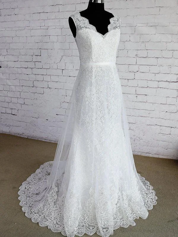 Timeless Elegance Sale Lace Straps V Neck Mermaid Cheap Dresses For Wedding, WD397 Grab Romantic Date - Night Styles Now