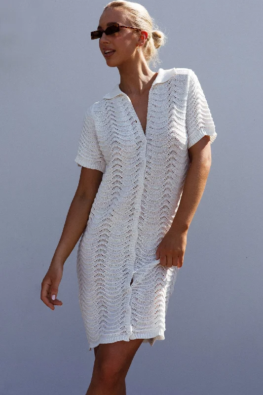 Fashionista Favorites Glennon B Crochet Shirt Dress White Elegant Details