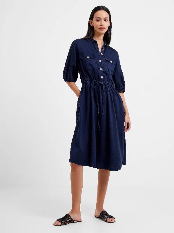 Quick Grab Deals Elkie Twill Drawstring Shirt Dress Parisian Effortless Chic Style