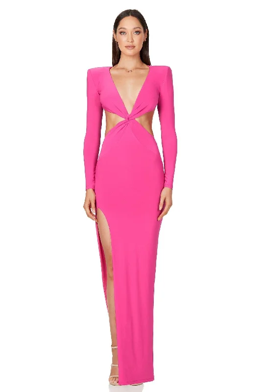 Comfort Meets Fashion Nookie Jewel Gown - Neon Pink Feminine Elegant