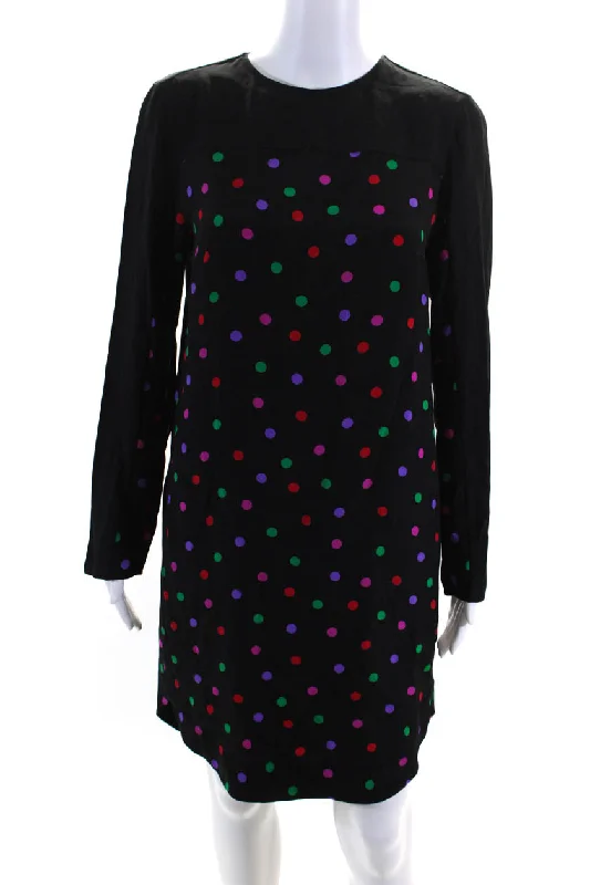 Special Offers, Don't Miss Akris Punto Womens Silk Polka Dot Shirt Dress Black Multi Colored Seasonal Trend