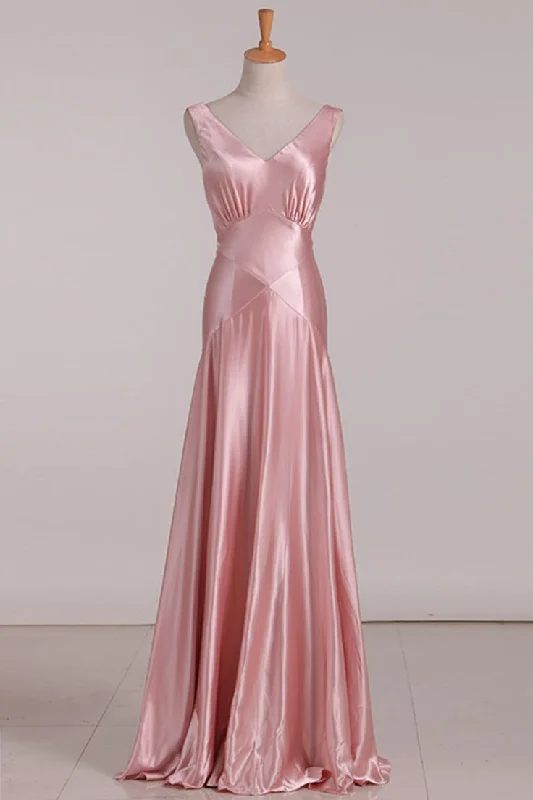 Classic Elegance Sales V-Neck Pink Tie Back Mermaid Bridesmaid Dress,Pink Prom Dress Y7151 Feminine Charm