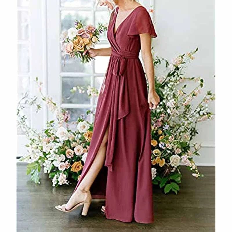 Limited Edition Lace Up  Country Bridesmaid Dresses Lace Chiffon Formal Dresses Hollywood Glam Award - Show Style