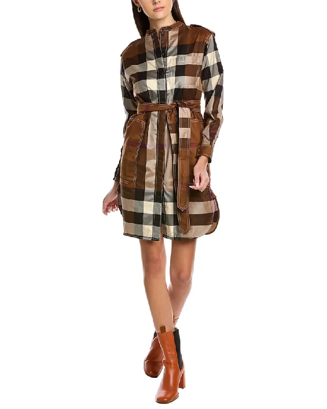 Luxury Fashion Discounts Burberry Check Tie-Waist Shirt Dress Elegant Attire