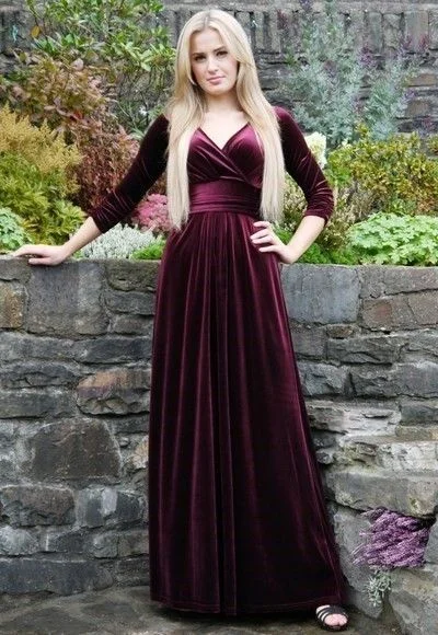 Style Redefined Sexy Prom Dress,Backless Prom Dresses,Long Sleeve Evening Dress,Formal Dress,Velvet Dress, Vintage dress  cg6856 Everyday Glamour